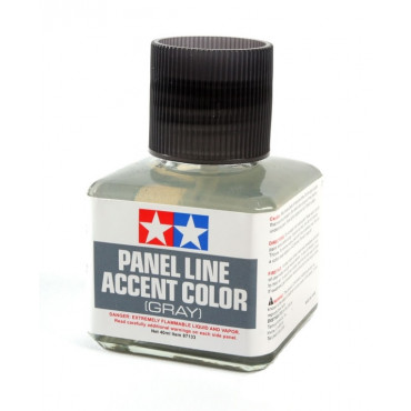 PANEL LINE ACCENT COLOR DELINEAMENTO CINZA COM PINCEL APLICADOR 40ML PARA REALÇAR LINHAS DE PAINÉIS TAMIYA TAM 87133